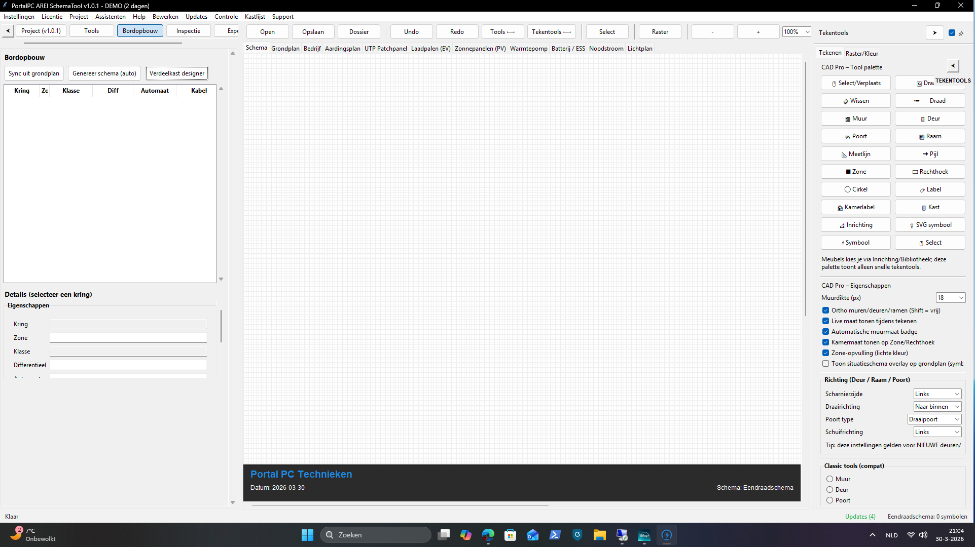 Rechterpaneel en opbouw